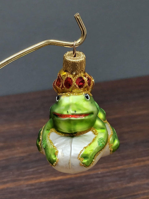 Hand Decorated Glass Keepsake Ornament - Charming Frog Prince Design