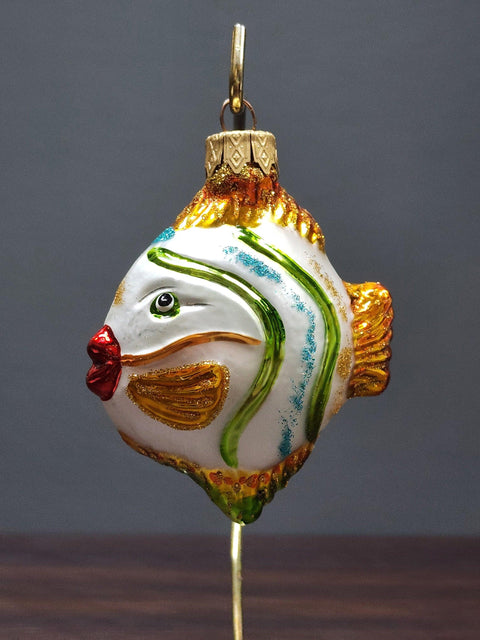 Hand Decorated Glass Keepsake Ornament - Charming Fish Design