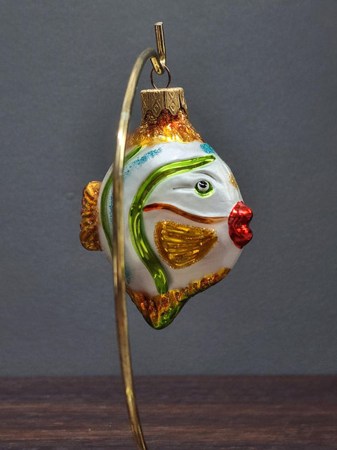 Hand Decorated Glass Keepsake Ornament - Charming Fish Design