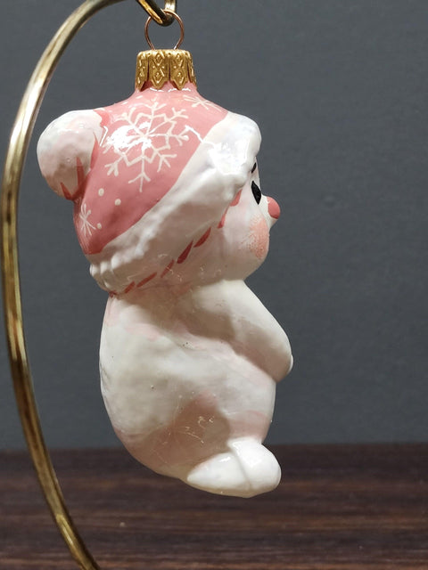 Hand Decorated Glass Keepsake Ornament - Charming Snow Girl Design