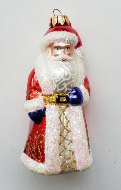 Hand Decorated Glass Keepsake Ornament - Santa Clause Design