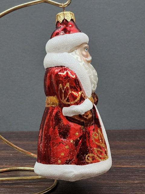 Hand Decorated Glass Keepsake Ornament - Santa Clause Design