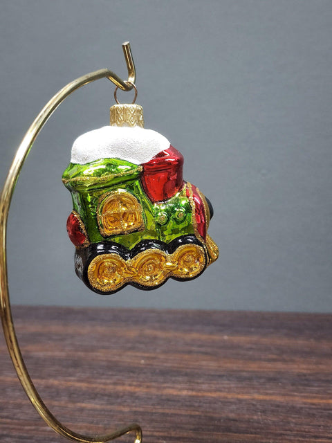 Hand Decorated Glass Keepsake Ornament - Charming Train Design