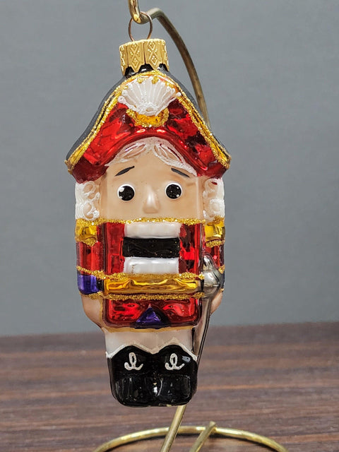 Hand Decorated Glass Keepsake Ornament - Charming Nutcracker Design