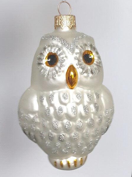 Hand Decorated Glass Keepsake Ornament - Charming Silver Owl Design