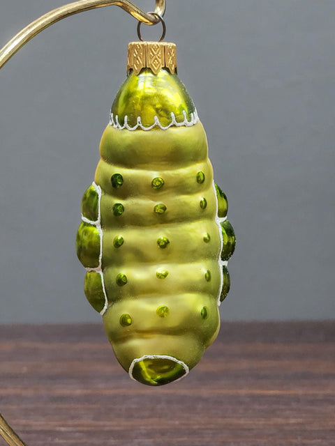 Hand Decorated Glass Keepsake Ornament - Charming Fat Caterpillar Design