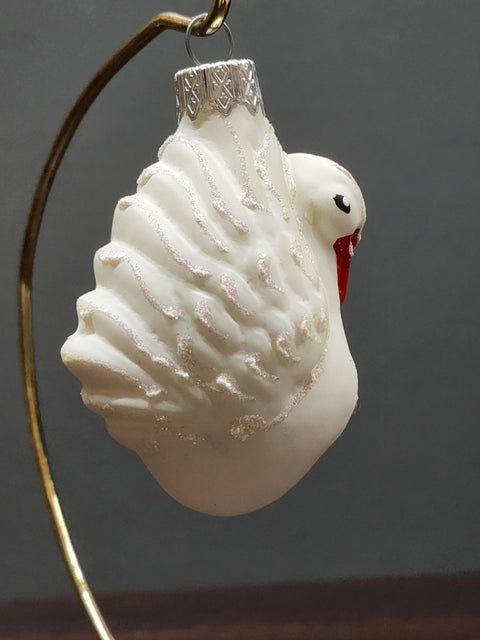 Hand Decorated Glass Keepsake Ornament - Charming White Swan Design