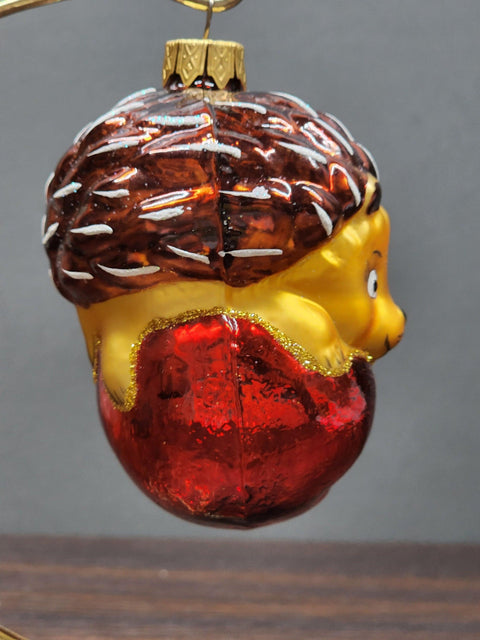 Hand Decorated Glass Keepsake Ornament - Charming Hedgehog In Apple Design