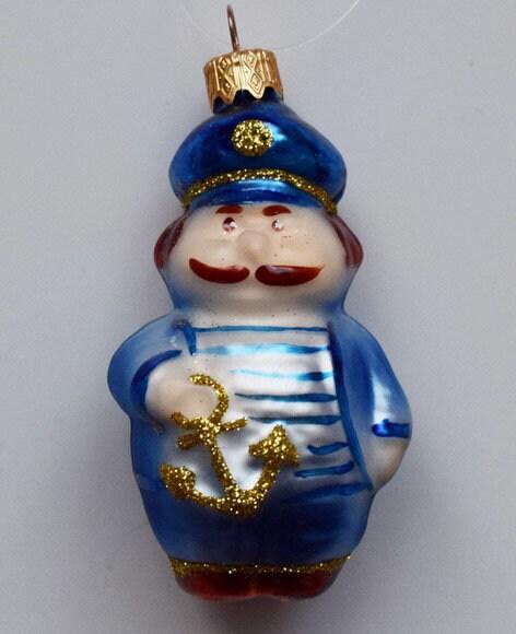 Hand Decorated Glass Keepsake Ornament - Charming Sailor Design