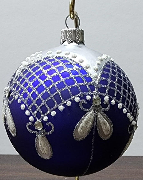 Blue Blown Glass Ornament - Handcrafted - Persian Princess Design