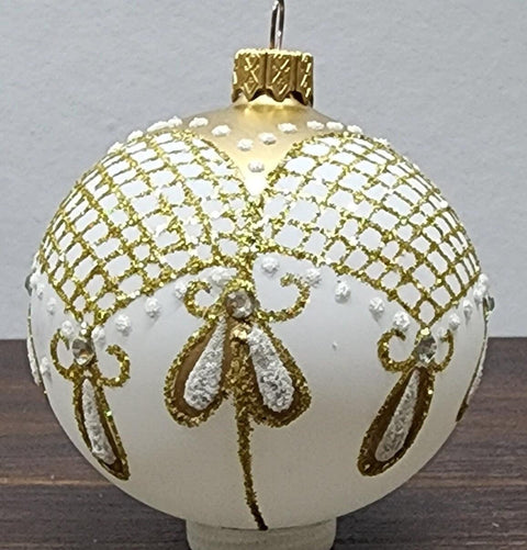 Gold Blown Glass Ornament - Handcrafted - Persian Princess Design