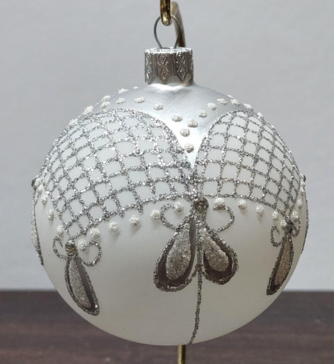 Silver Blown Glass Ornament - Handcrafted - Persian Princess Design