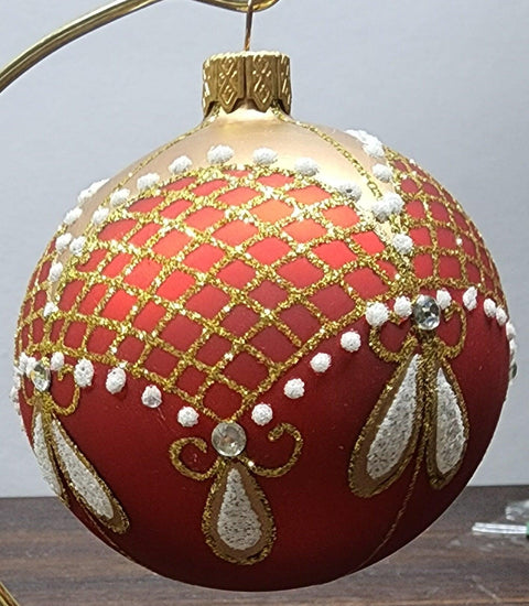 Red Blown Glass Ornament - Handcrafted - Persian Princess Design