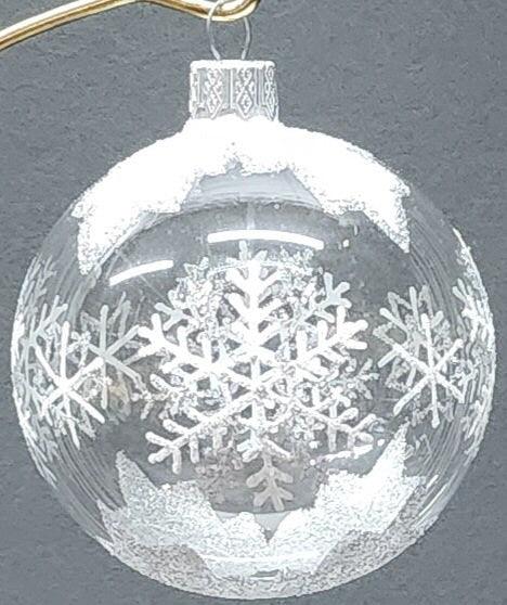 Clear  Blown Glass Ornament - Handcrafted - Large Snowflake Design