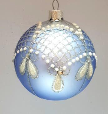 Light Blue Blown Glass Ornament - Handcrafted - Persian Princess Design