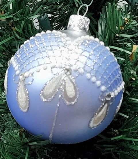 Light Blue Blown Glass Ornament - Handcrafted - Persian Princess Design