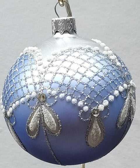 Light Blue Blown Glass Ornament - Handcrafted - Persian Princess Design