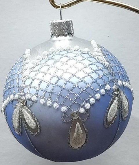 Light Blue Blown Glass Ornament - Handcrafted - Persian Princess Design