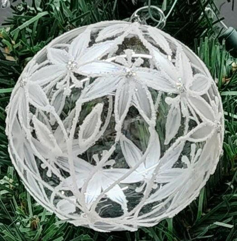 Clear Blown Glass Ornament - Handcrafted - Palm Tree Design