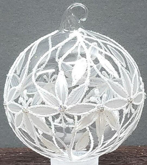 Clear Blown Glass Ornament - Handcrafted - Palm Tree Design