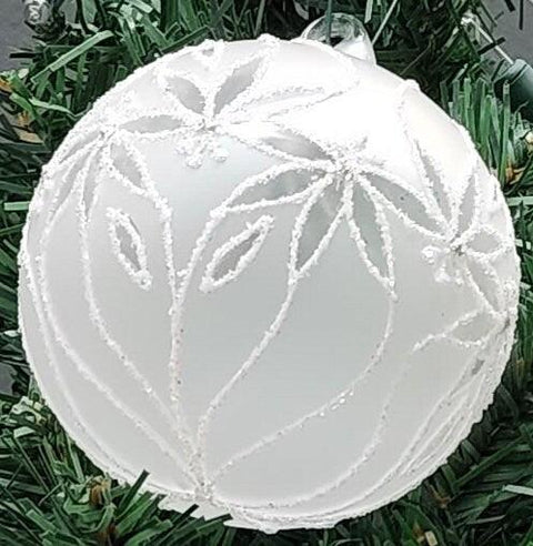 Frosted Blown Glass Ornament - Handcrafted - Palm Tree Design