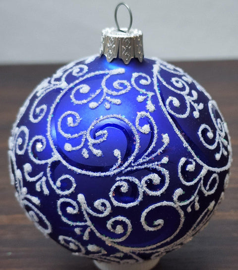 Blue Blown Glass Ornament - Handcrafted - Hand Made - Modern Design