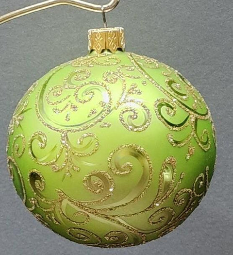 Green Blown Glass Ornament - Handcrafted - Hand Made - Modern Design