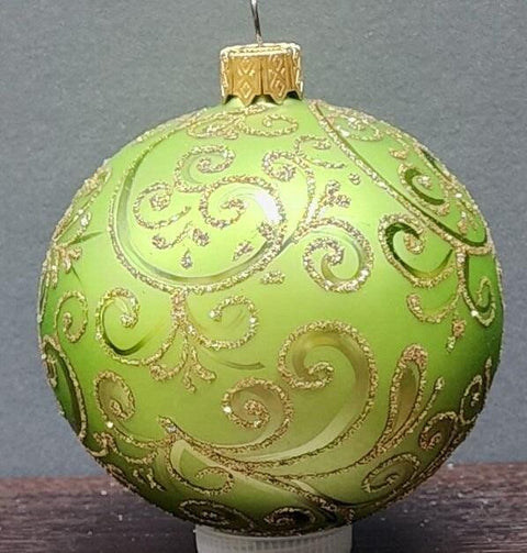 Green Blown Glass Ornament - Handcrafted - Hand Made - Modern Design