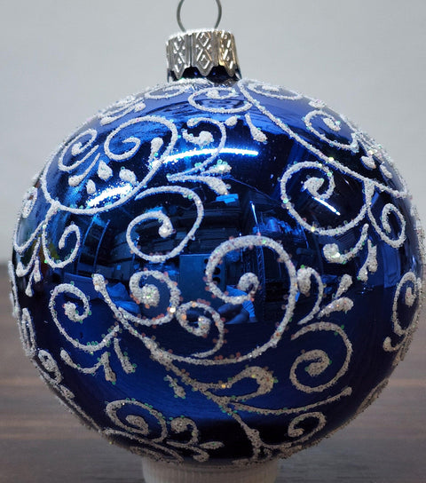 Blue Blown Glass Ornament - Handcrafted - Hand Made - Modern Design