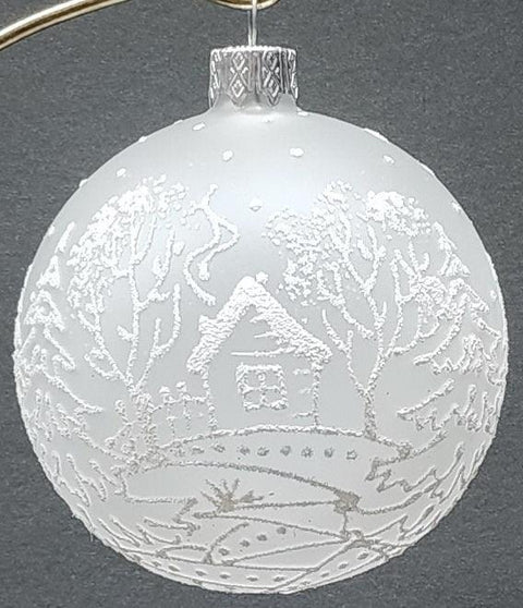 Frosted Blown Glass Ornament - Handcrafted - White Cabins Design