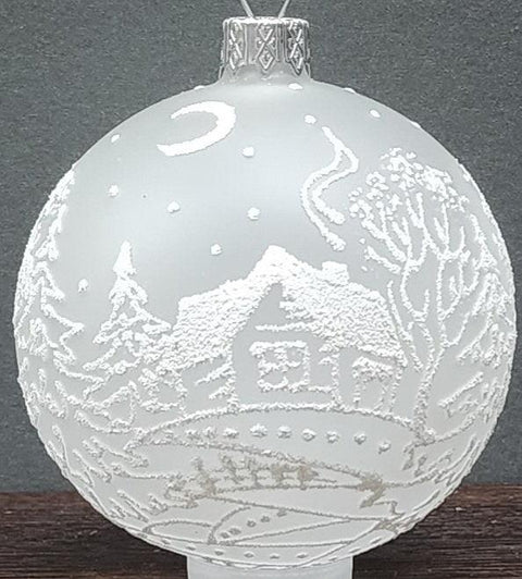 Frosted Blown Glass Ornament - Handcrafted - White Cabins Design