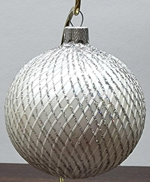 Silver Blown Glass Ornament - Handcrafted - Disco Ball Design