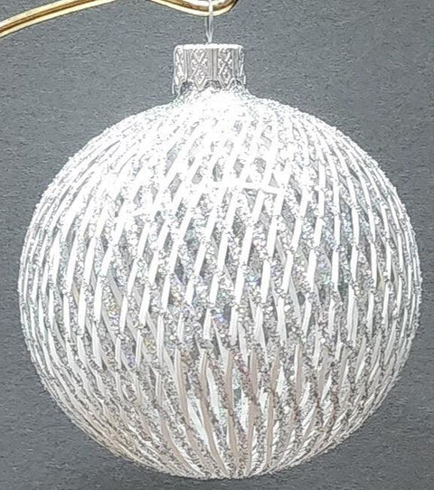 Silver Blown Glass Ornament - Handcrafted -  Disco Ball Design