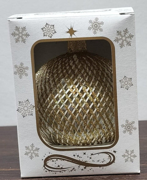 Gold Blown Glass Ornament - Handcrafted -  Disco Ball Design