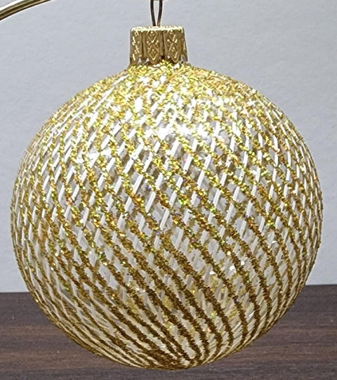 Gold Blown Glass Ornament - Handcrafted -  Disco Ball Design