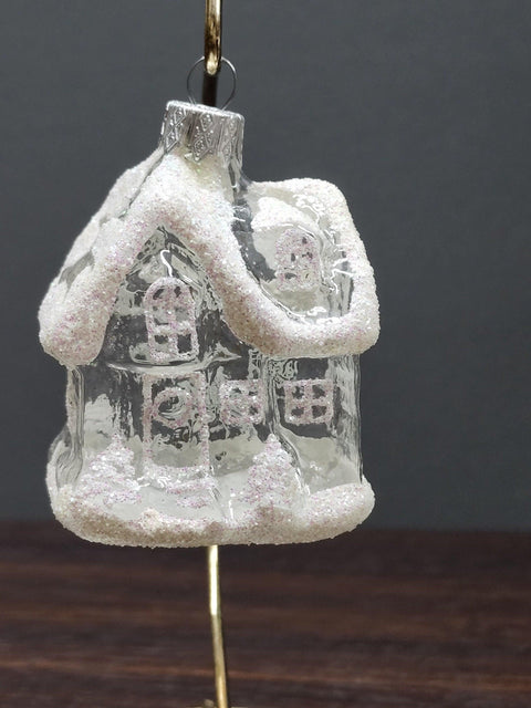 Hand Decorated Glass Keepsake Ornament - Charming Clear House Design