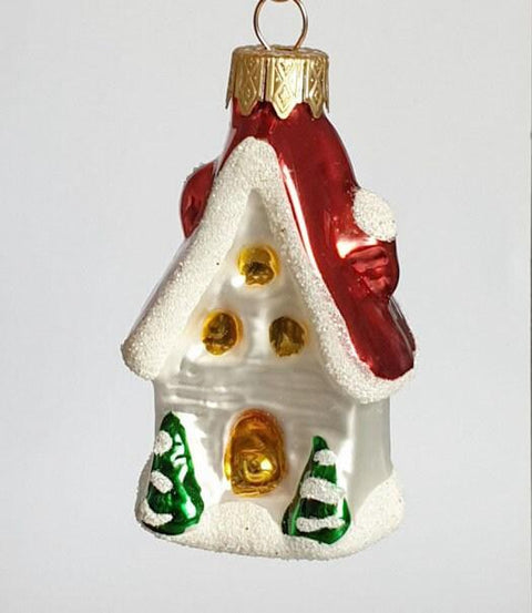 Hand Decorated Glass Keepsake Ornament - Charming Skinny House Design