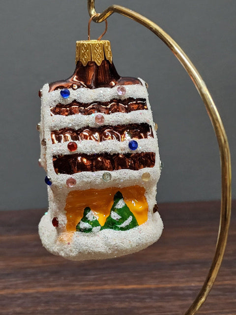 Hand Decorated Glass Keepsake Ornament - Charming Candy House Design