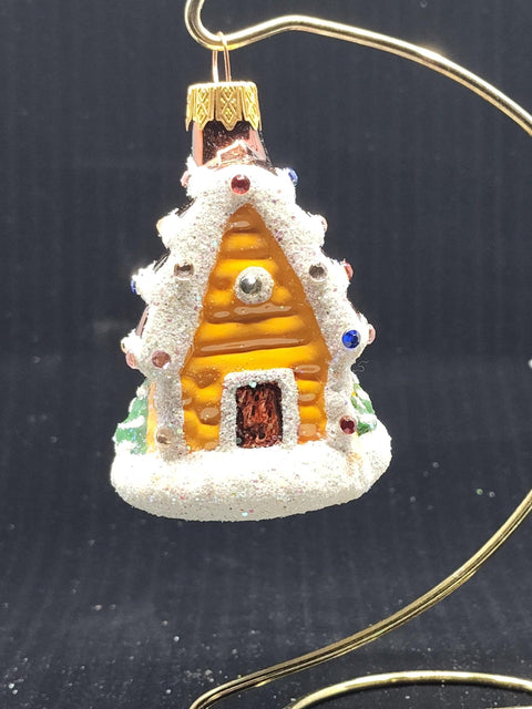 Hand Decorated Glass Keepsake Ornament - Charming Candy House Design