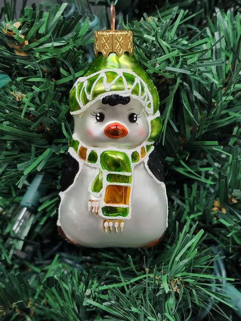 Penguin Glass Shape Ornament