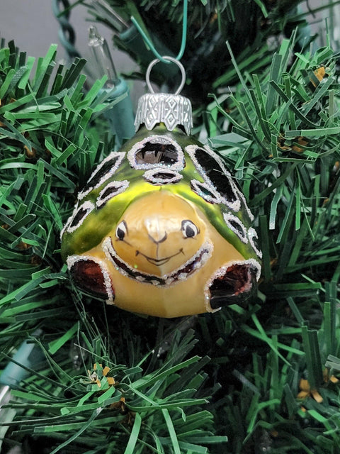 Hand Decorated Glass Keepsake Ornament - Charming Turtle/Tortoise Design