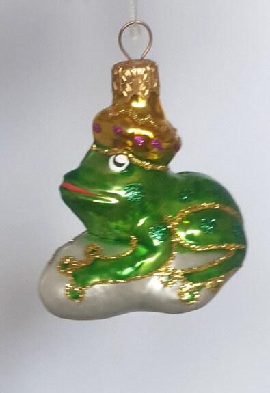 Hand Decorated Glass Keepsake Ornament - Charming Frog Prince Design