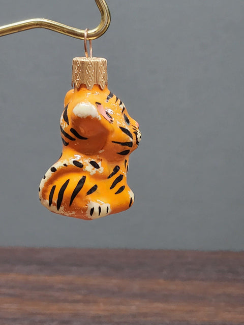 Hand Decorated Glass Keepsake Ornament - Charming Tiger Design