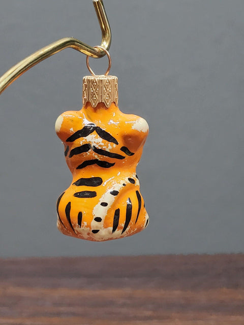 Hand Decorated Glass Keepsake Ornament - Charming Tiger Design