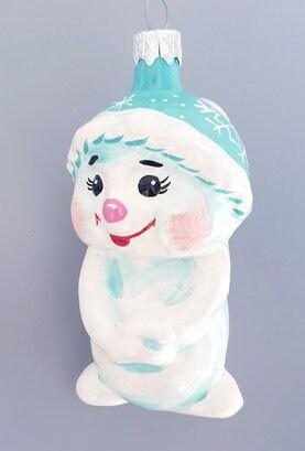 Hand Decorated Glass Keepsake Ornament - Charming Snowboy Design