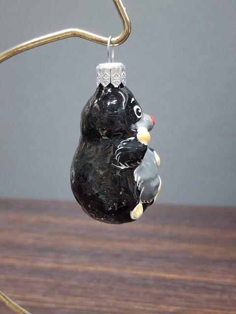 Hand Decorated Glass Keepsake Ornament - Charming Mole Design