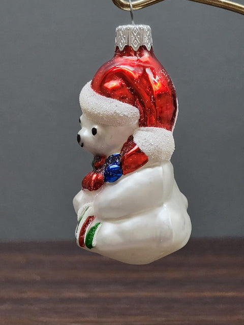 Hand Decorated Glass Keepsake Ornament - Charming Teddy Bear Design