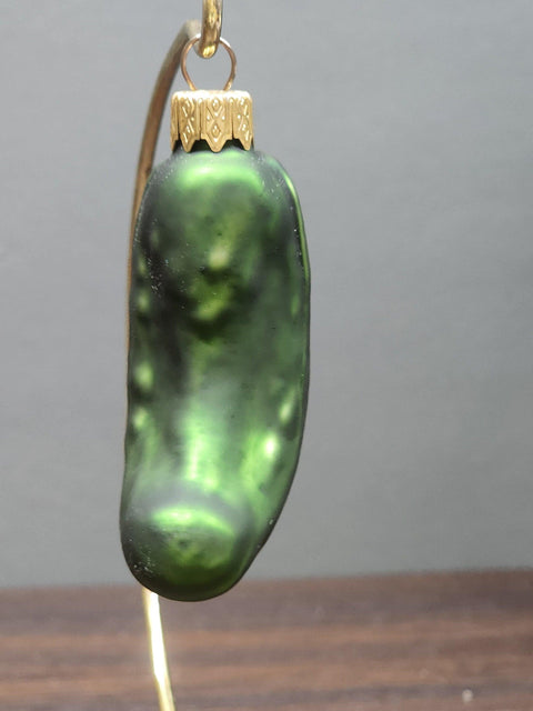 Hand Decorated Glass Keepsake Ornament - Charming Pickle Design