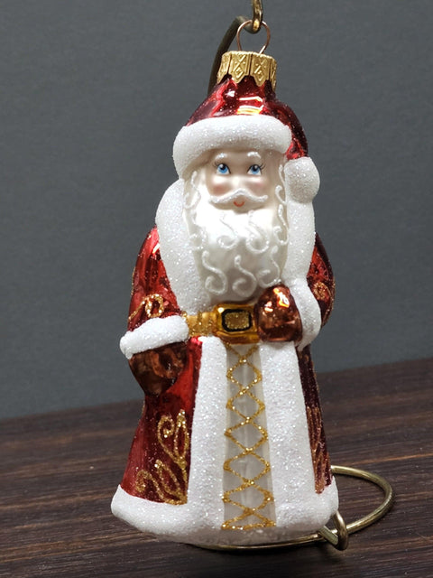 Hand Decorated Glass Keepsake Ornament - Santa Clause Design