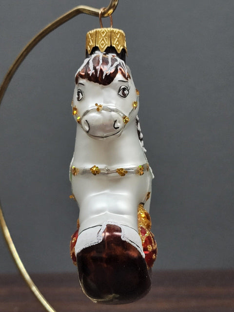 Hand Decorated Glass Keepsake Ornament - Charming Rocking Horse Design